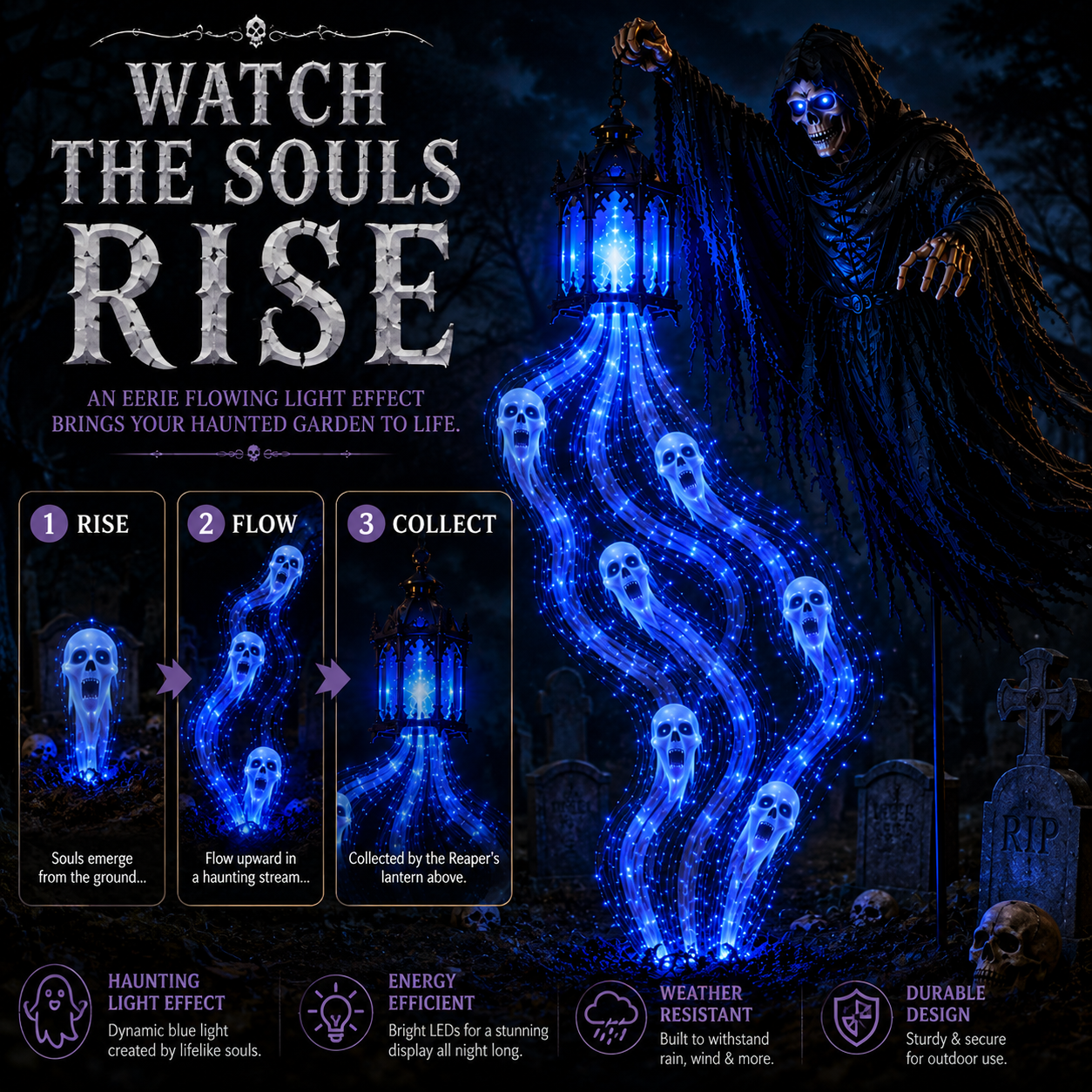 Halloween Soul Harvester Animated Garden Light - glowing soul effect