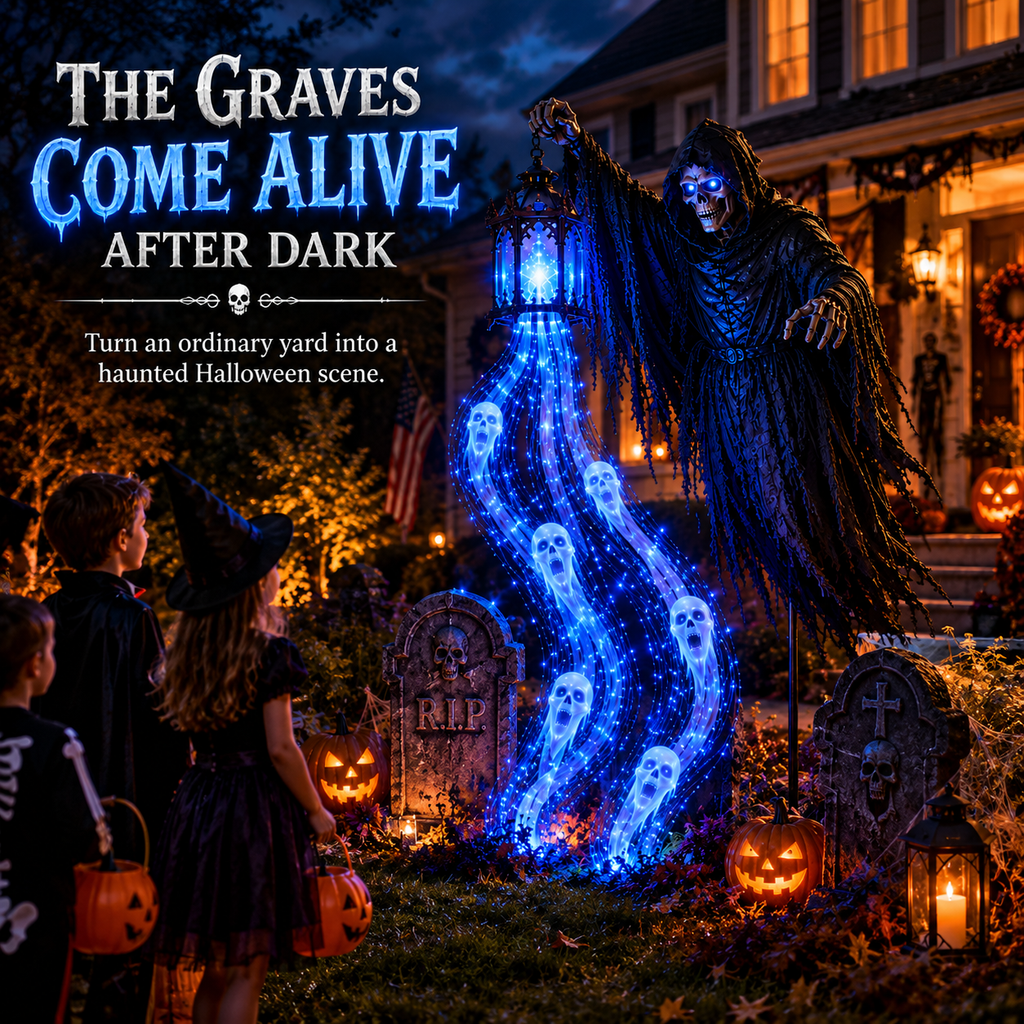 Halloween Soul Harvester Animated Garden Light - front view