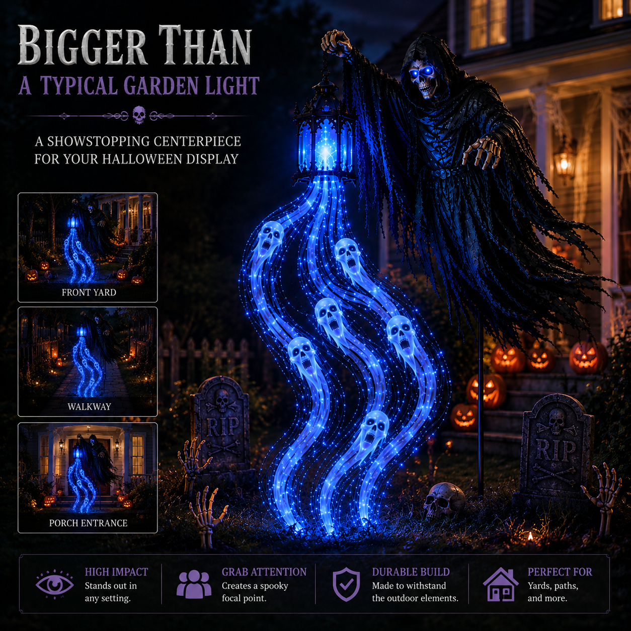 Halloween Soul Harvester Animated Garden Light - yard display