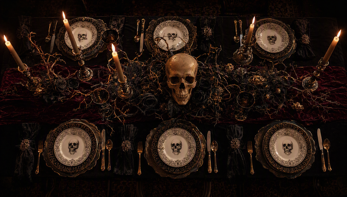 Gothic archway with candlelit window scene symbolizing complete atmospheric staging